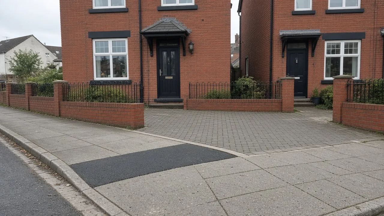 Example image: a lowered kerb outside a red-brick terraced house