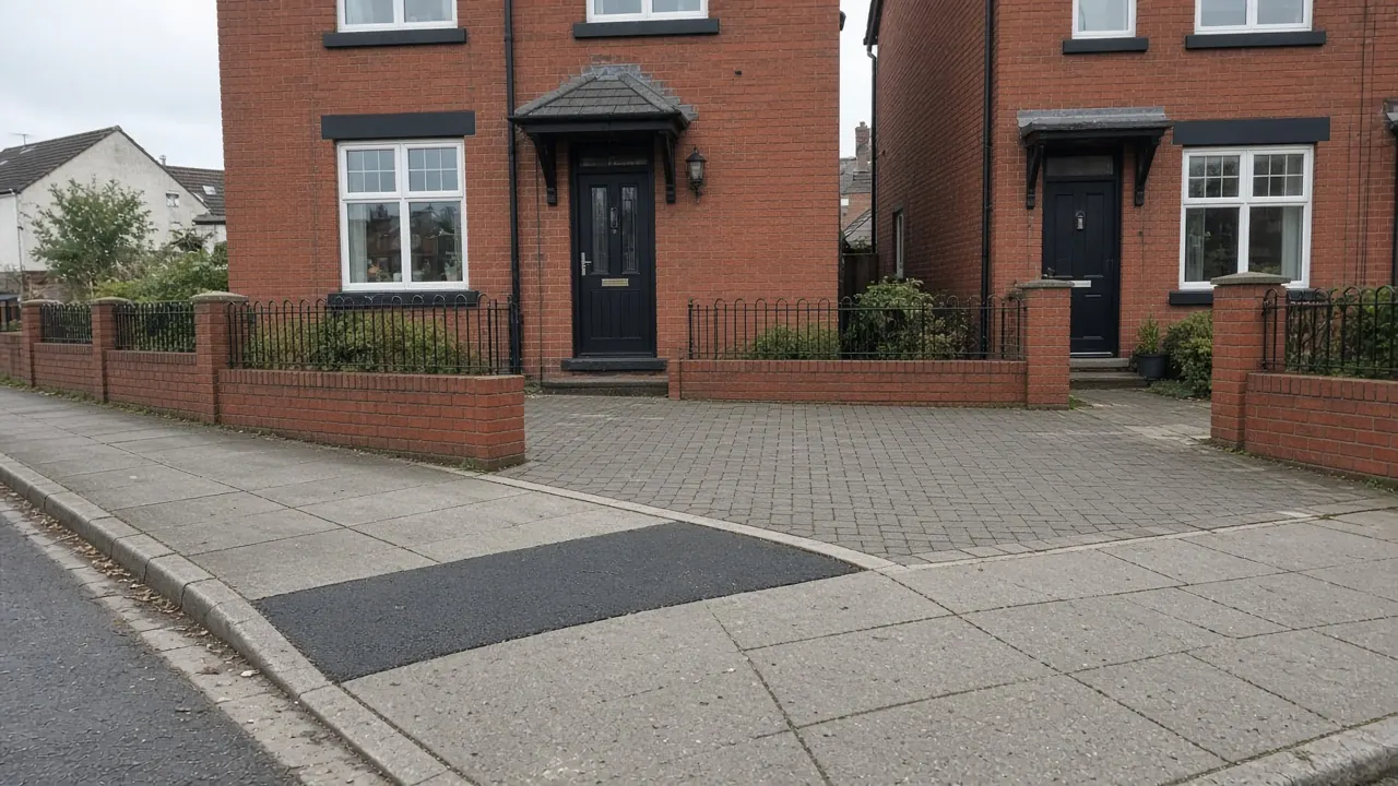 Example image: a lowered kerb outside a red-brick terraced house